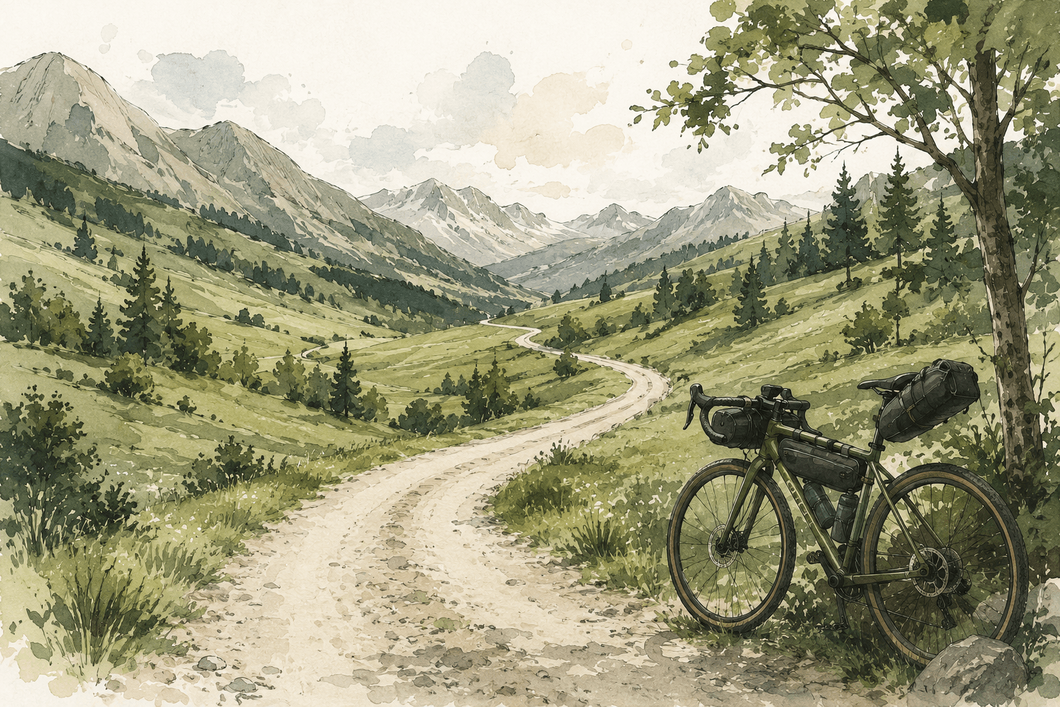 Fast and light bikepacking packing list template in Packtrail
